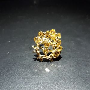 Natural Yellow Topaz Cluster Ring K10